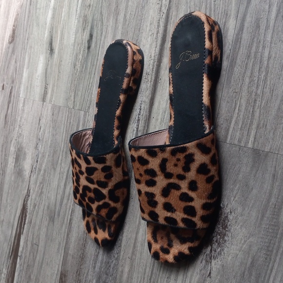 J. Crew Shoes - J. CREW Abbie slide sandals in leopard calf hair Women's Size 7
